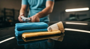 Car waxing supplies gathered